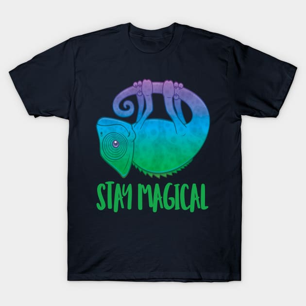 Stay Magical Levitating Chameleon T-Shirt by fizzgig